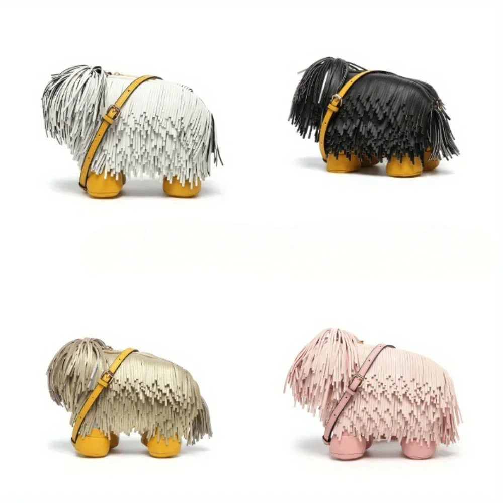 Women’s Luxury Designer PU Leather Crossbody Wallet – Cute Dog-Shaped Evening Handbag