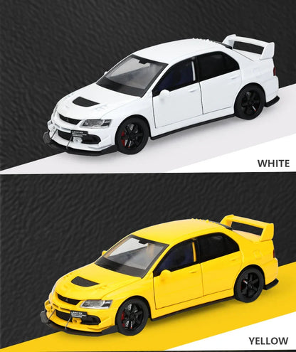 JDM 1:32 Mitsubishi Lancer Evolution IX — Diecast Metal Alloy Racing Car Model with Sound & Light, Right Rudder Gift