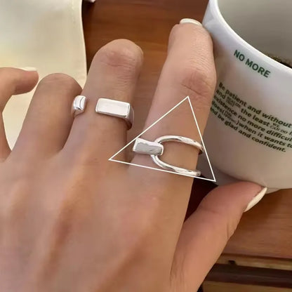 VENTFILLE 925 Sterling Silver Adjustable Ring – Vintage Hollow Line Punk Hip Hop Couple Jewelry