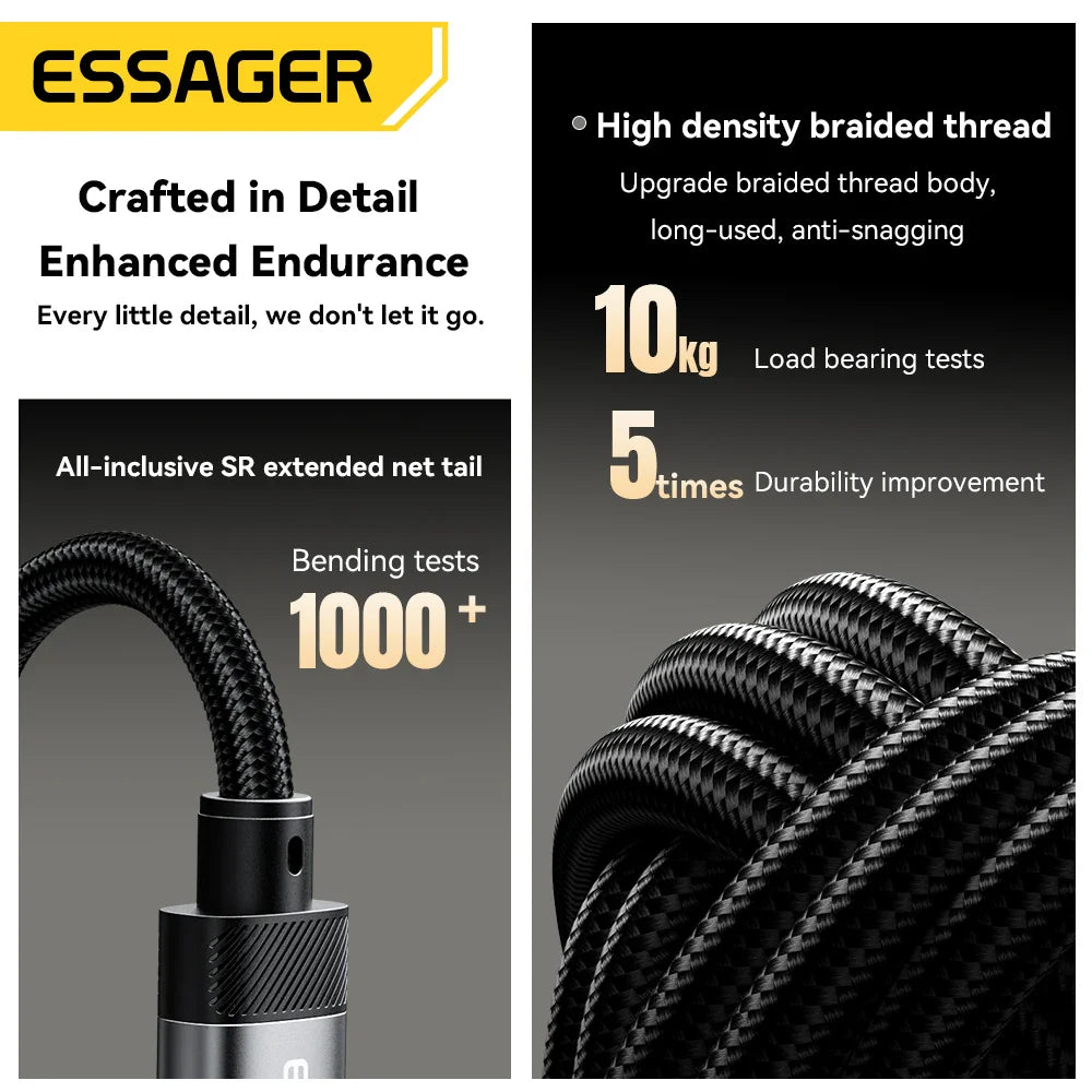 Essager 2-in-1 Audio Adapter – Lightning & USB-C to 3.5mm Jack for iPhone, Xiaomi, OnePlus, OTG Aux Cable