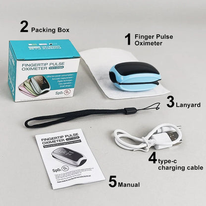 Rechargeable Finger Pulse Oximeter – SpO2 Blood Oxygen Saturation Monitor with Heart Rate and Rate Measurements, LED Display