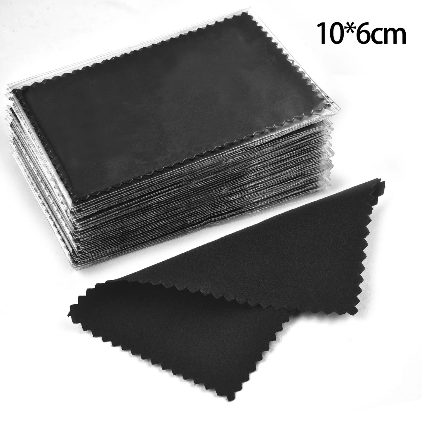 50pcs Silver Polishing Cloths – Soft Cleaning Wipes for Necklaces, Rings & Jewelry Care (10x6.5cm & 8x8cm)