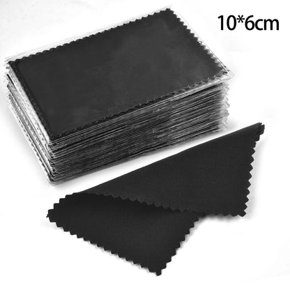 50pcs Silver Polishing Cloths – Soft Cleaning Wipes for Necklaces, Rings & Jewelry Care (10x6.5cm & 8x8cm)