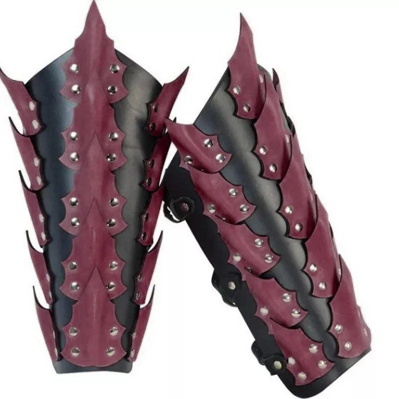 Medieval Steampunk Viking Bracer – PU Leather Scale Arm Armor for Knight, Warrior LARP Cosplay & Theatre Costume
