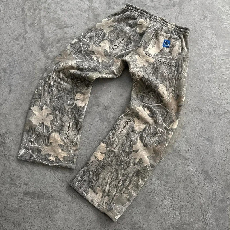 Y2K Camouflage Sweat Pants — Men’s High Street Hip Hop Oversized Baggy Unisex Streetwear
