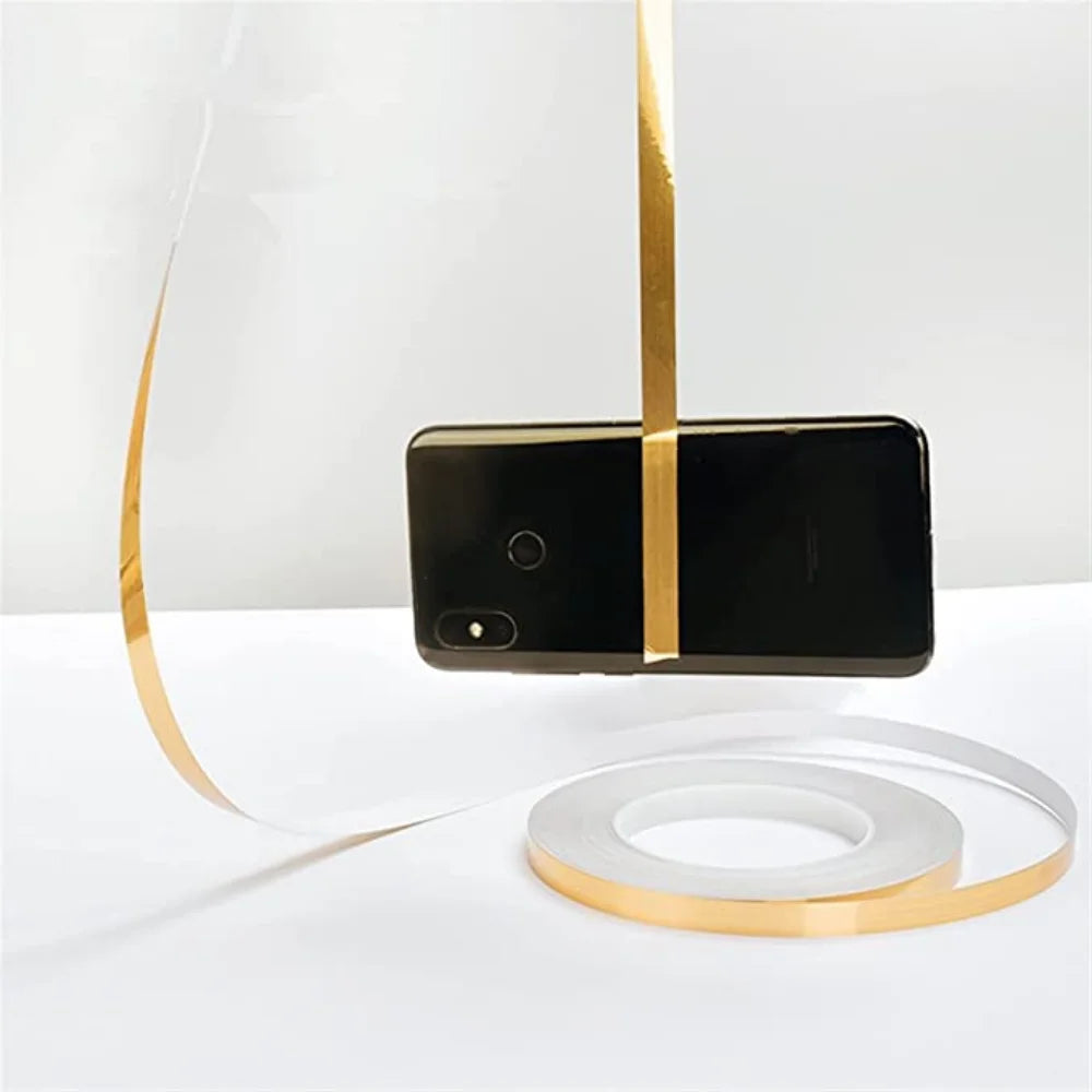 New 50M Gold Black Self-Adhesive Tile Stickers - Waterproof Wall Gap Sealing Strip - Tile Beauty Seam Sticker for Home Decor