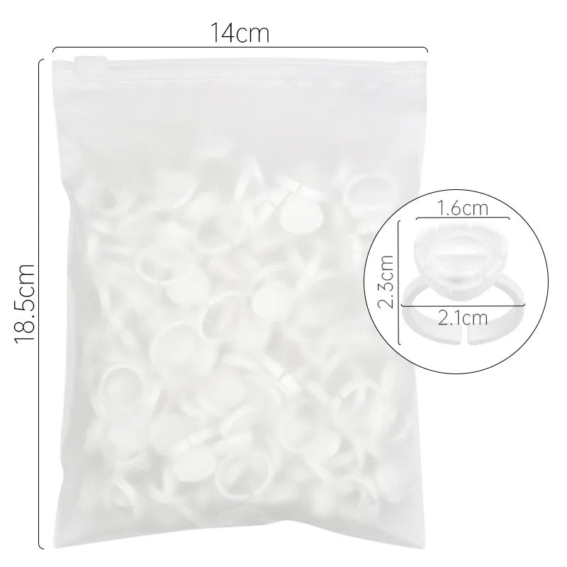 AILEISHI 100PCS Disposable Eyelash Glue Cup Rings – Lash Extension Pigment Holder Tattoo Makeup Tools