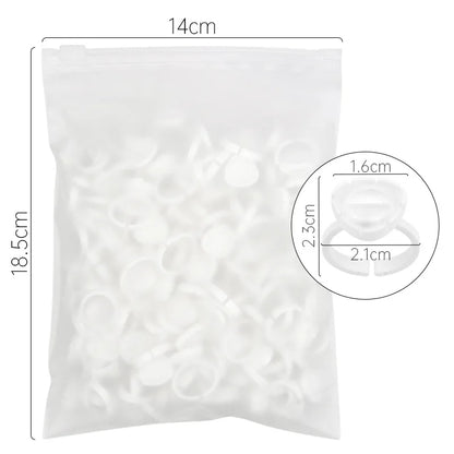 AILEISHI 100PCS Disposable Eyelash Glue Cup Rings – Lash Extension Pigment Holder Tattoo Makeup Tools