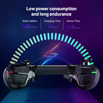 LinYuvo KS40 Transparent Wireless Joy-Pad – 8 Color LED Controller with Turbo Function for Switch/NS OLED & Lite