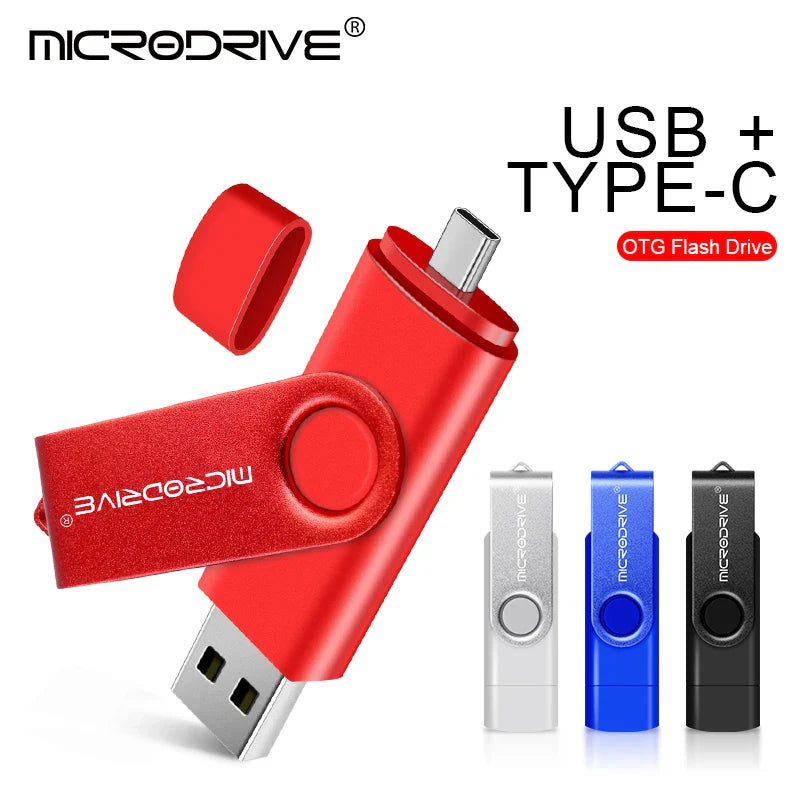 2-in-1 Metal OTG USB Flash Drive – Type-C & USB Memory Stick (4GB to 128GB) for Phones & PCs