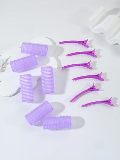 12pcs Air Bar Curling Iron Tube Set – Self-Adhesive Hair Rollers & Bangs Clips for Styling Real Hair & Wigs