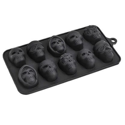 Skull Ice Cube Mold 10-Grid — Reusable Halloween Kitchen Mold for Ice, Chocolate, and Ice Cream Making