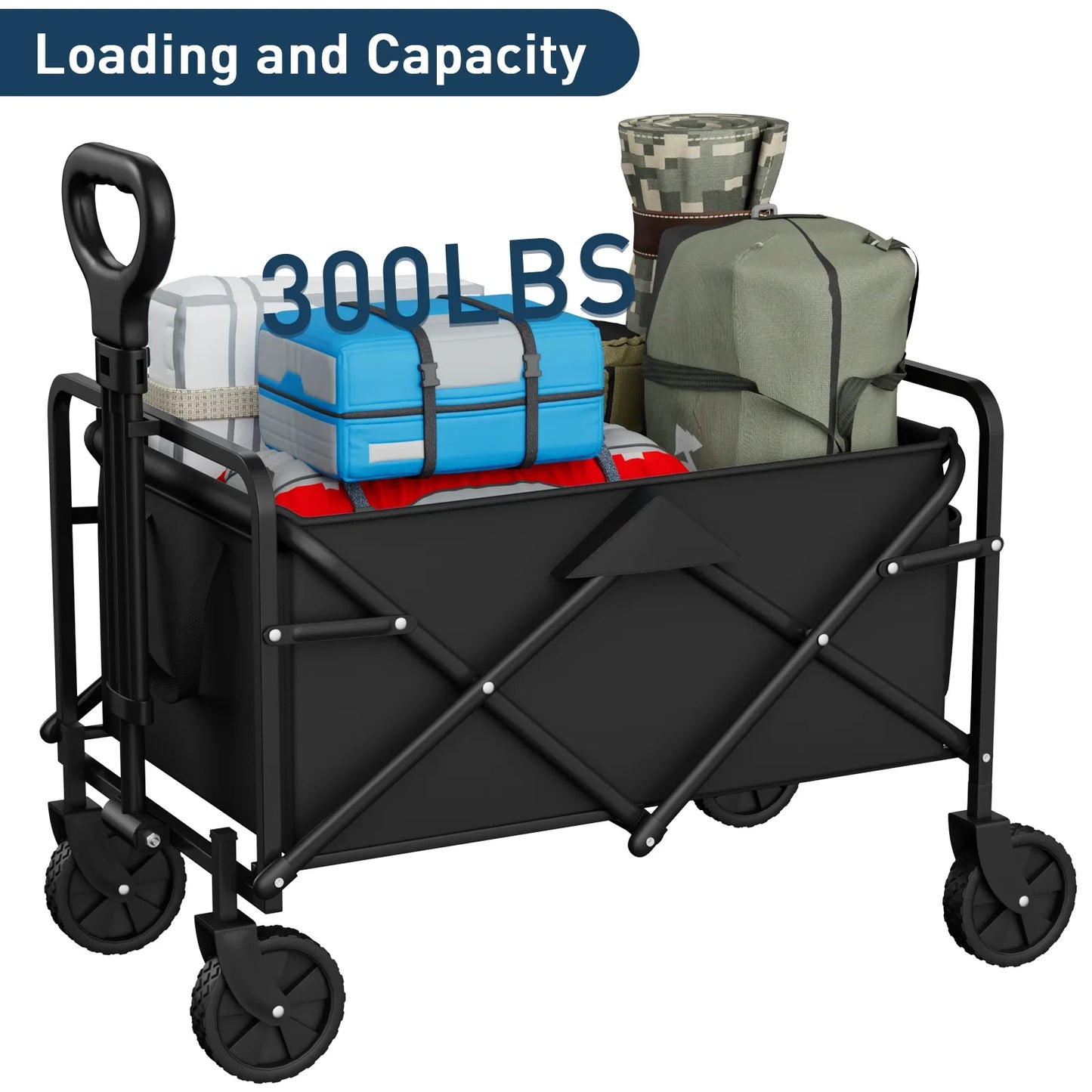 Portable Folding Handcart – Adjustable Height & Angle, Easy Fold, Heavy-Duty Load Carrier for Beach & Camping