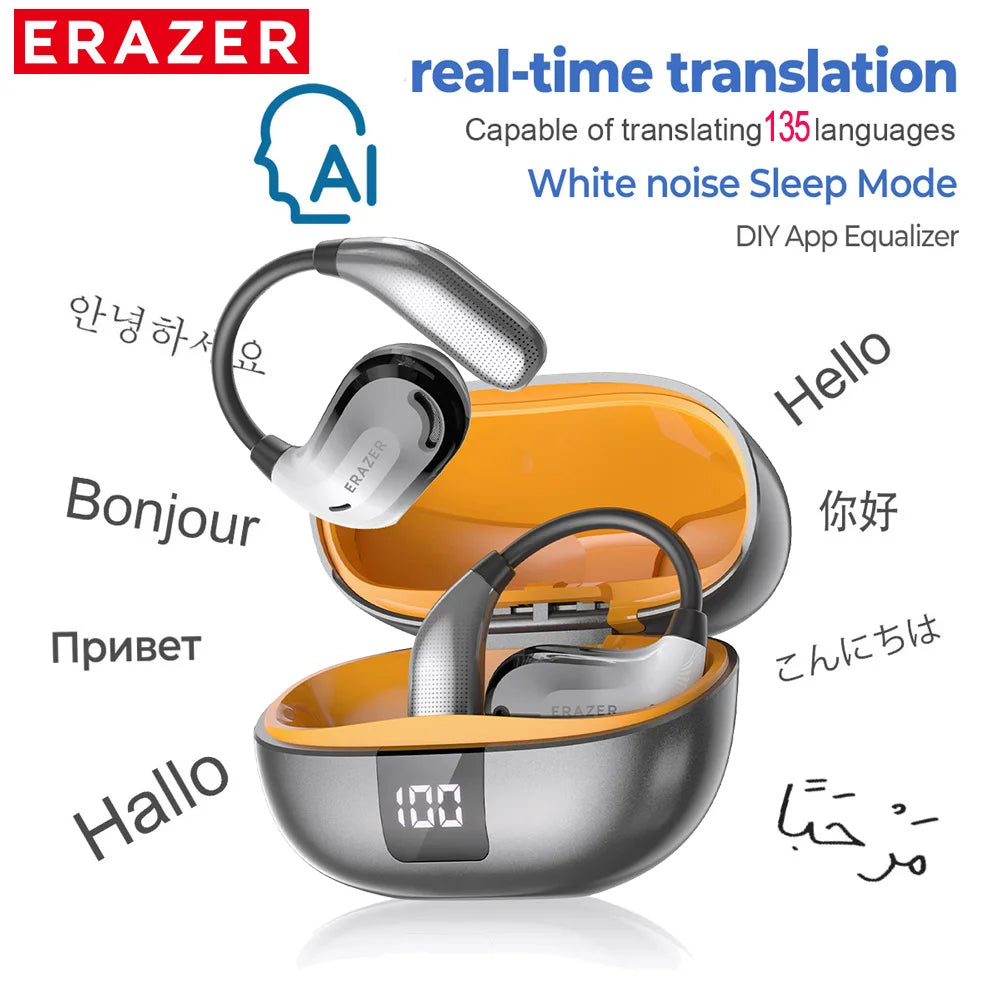 ERAZER XT66PRO Bluetooth Earphones – ASMR Headsets, DIY App, AI Translator, Wireless Earbuds with 13-Hour Battery Life & Display