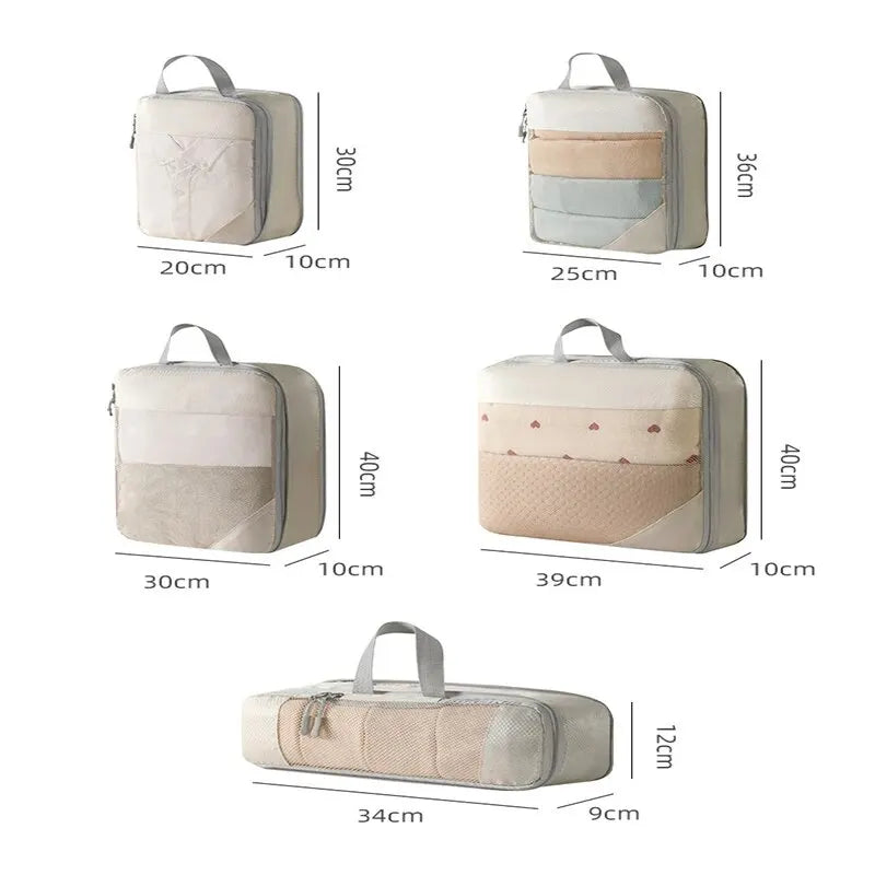 Travel Storage Bag Set – Compressible Waterproof Packing Cubes & Foldable Luggage Organizer for Carry-On