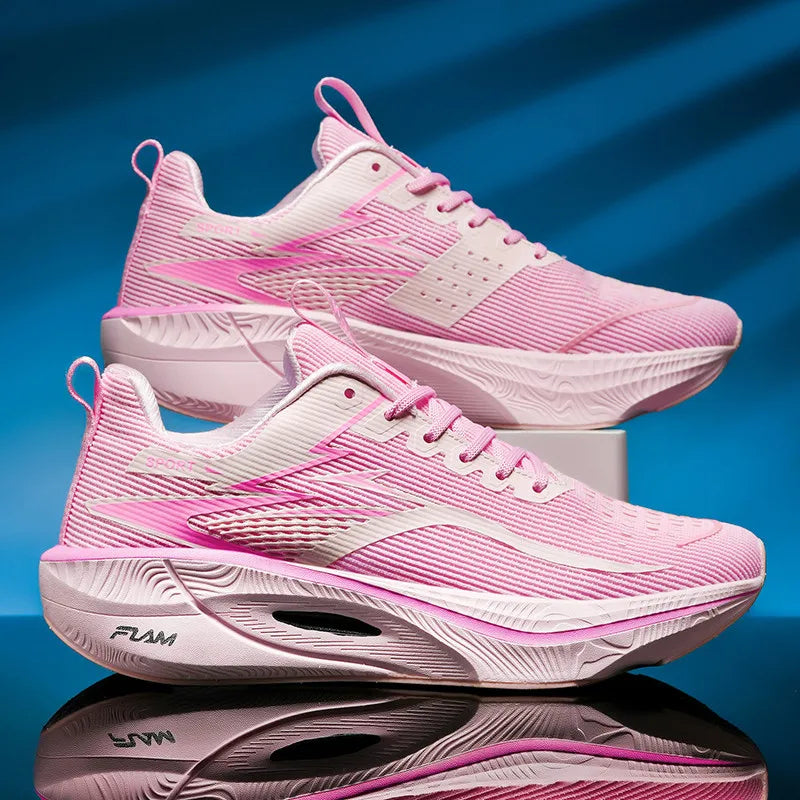 Men’s & Women’s Carbon Plate Running Shoes - Lightweight Breathable Marathon Sneakers with Air Cushion & Non-Slip Sole