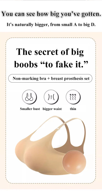 Female Anchor Fake Chest Bra – Women’s Silicone Prosthesis Underwear with Breast Pad, Sexy Oversized Lingerie for Cosplay