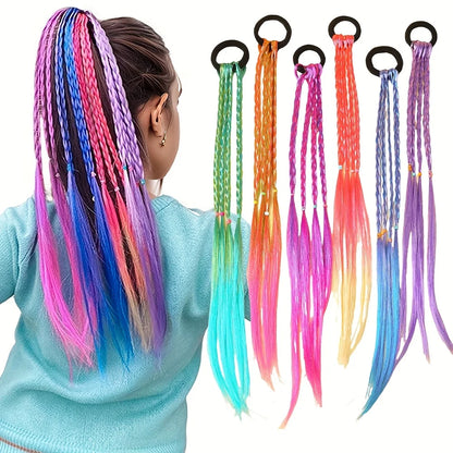 6-Piece Bohemian Wig Braid Hair Ties - Multicolor Sweet Hair Accessories for Girls