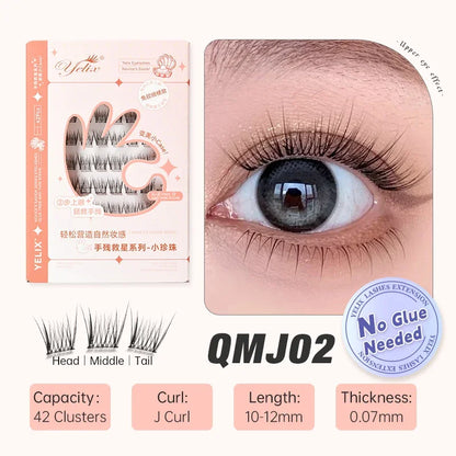 Yelix Self-Adhesive False Eyelashes — Reusable DIY Cluster Lashes, Glue-Free, Natural Soft