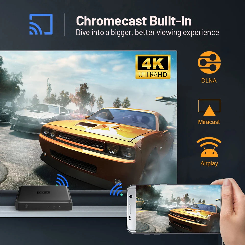Kinhank G1 Android TV Box – Google Certified 4K Media Player with Netflix, WiFi 6, Dolby Vision, Amlogic S905X4, 4GB+32GB