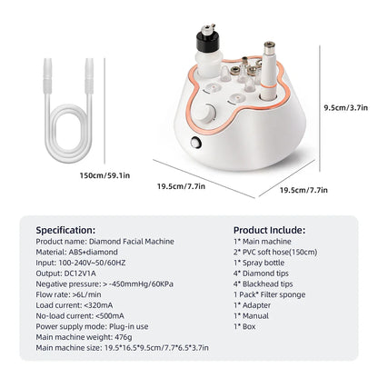 Professional Diamond Microdermabrasion Machine – At-Home Facial Peeling & Deep Cleaning Skin Care Tool