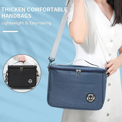 Insulated Handheld Lunch Bag with Shoulder Strap – Thickened Waterproof Student Lunch Box Tote