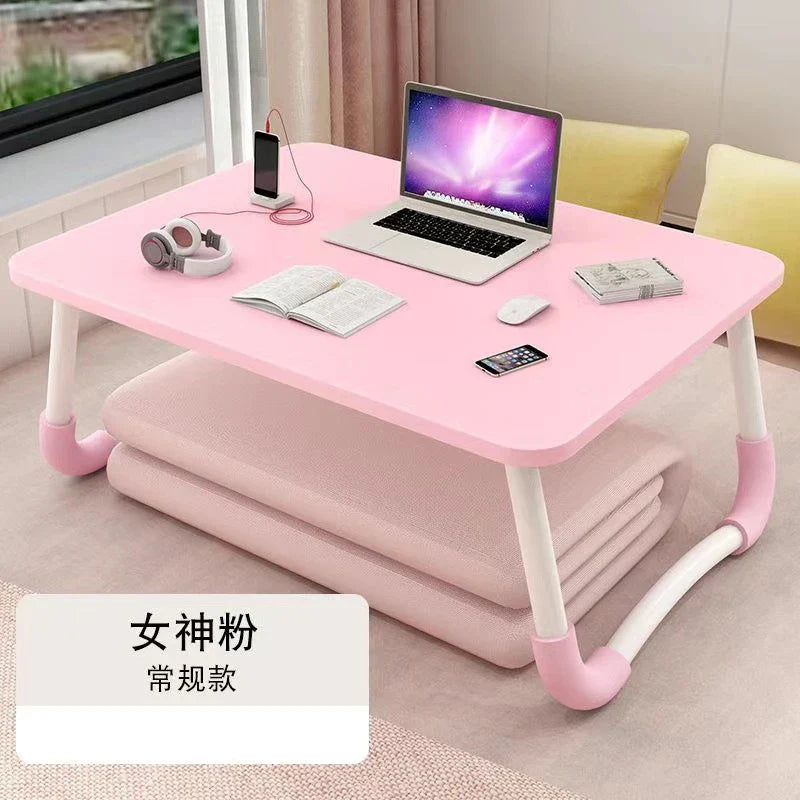 Foldable Laptop Desk for Bed & Sofa – Portable Lap Table with Cup, Book Holder, Drawer, and USB Slot