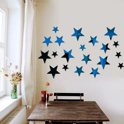 20pcs Acrylic Star Mirror Wall Stickers – Cartoon Starry Wall Decals for Kids Room, Home Decor & Cute Wall Art Murals