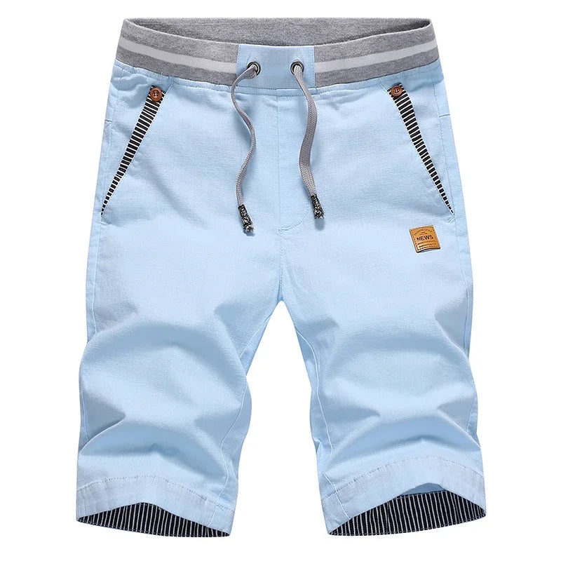 Men’s 2024 Summer Cotton Shorts – Casual Boardshorts with Drawstring Elastic Waist Beach Bermuda