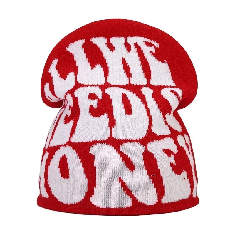 Y2K Letter Knitted Beanie Cap – Unisex Winter Autumn Warm Ski Skullcap, Hip Hop Streetwear Ear Cover Hat for Men & Women