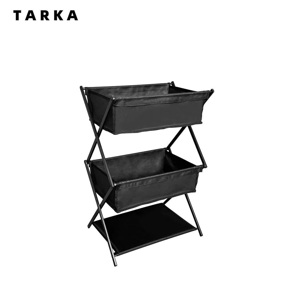 TARKA 3-Layer Folding Camping Storage Rack – Portable Multifunctional Shelf for Picnic, Barbecue & Outdoor Use