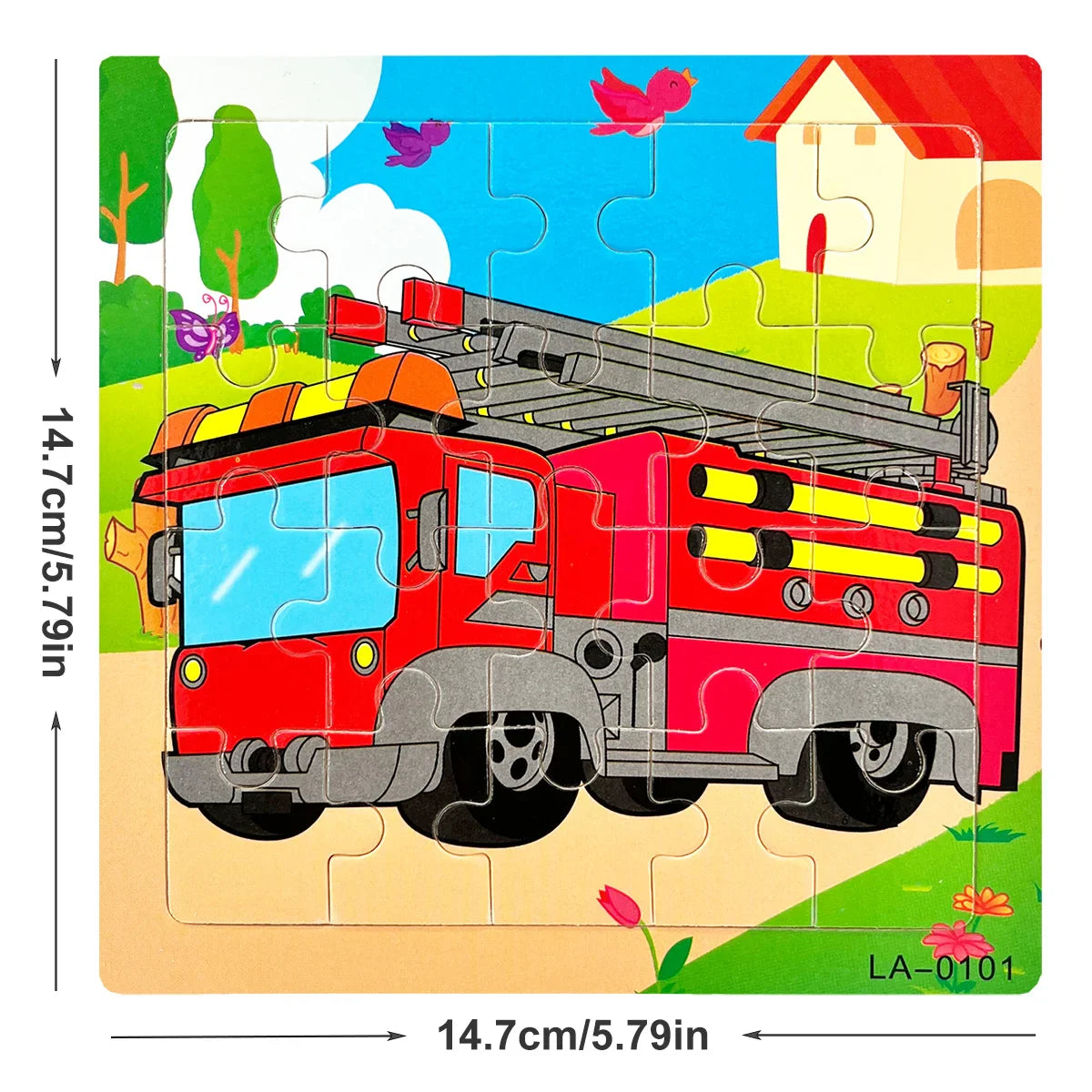 14.7cm Wooden Jigsaw Puzzle – Transportation & Marine Animal Educational Toy for Kids
