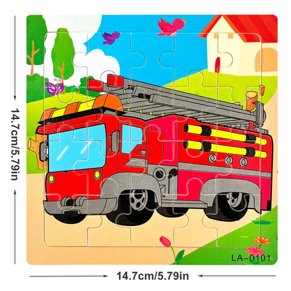 14.7cm Wooden Jigsaw Puzzle – Transportation & Marine Animal Educational Toy for Kids