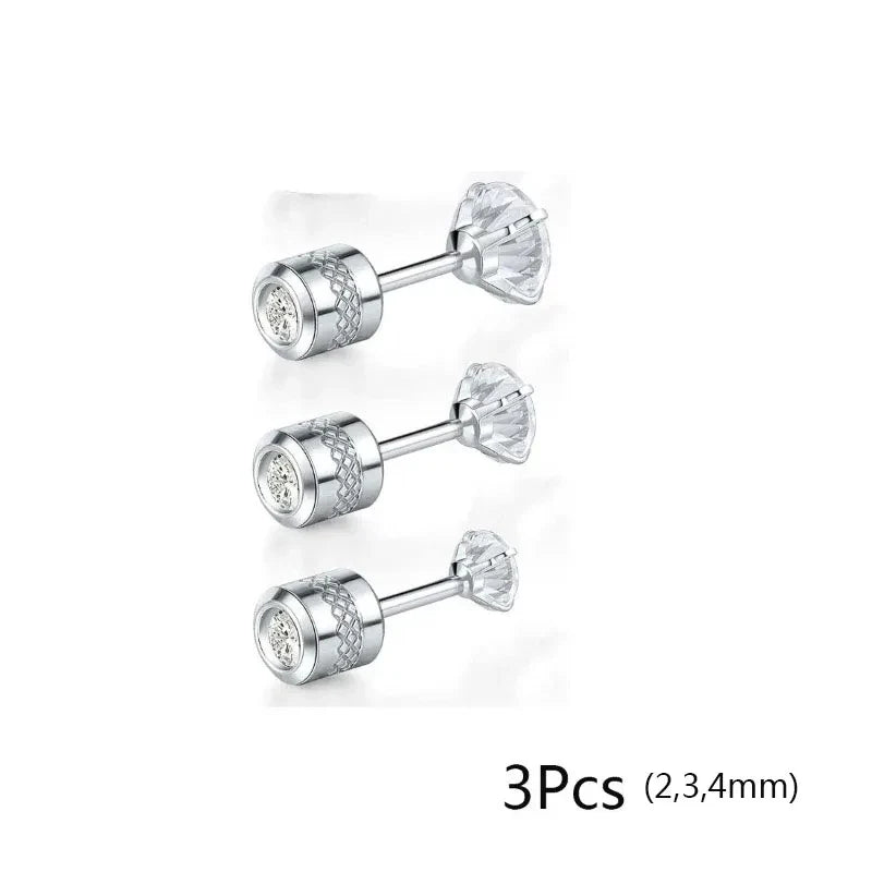 20G Titanium Stud Earrings – Hypoallergenic Tiny Cubic Zirconia Screw Back Cartilage & Tragus Piercing Jewelry