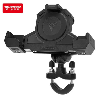 MOTOWOLF Motorcycle Shock Absorbing Phone Holder – Triangular Wireless Charging Navigation Mount