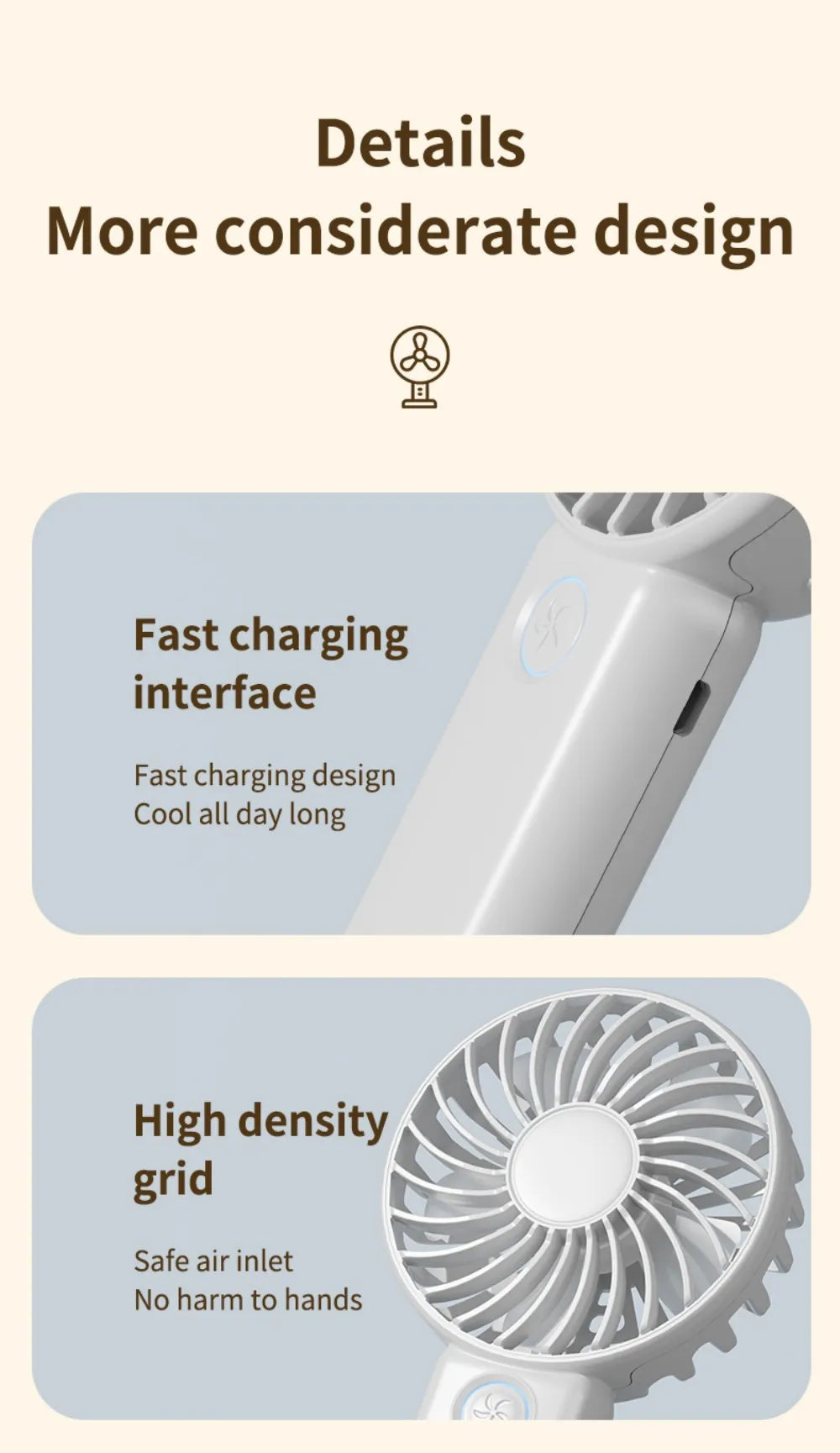Portable Mini USB Fan – Handheld & Desktop Fan with Phone Holder, 3-Speed Adjustable Wind, Long Battery Life, Multi-Function Cooling Fan