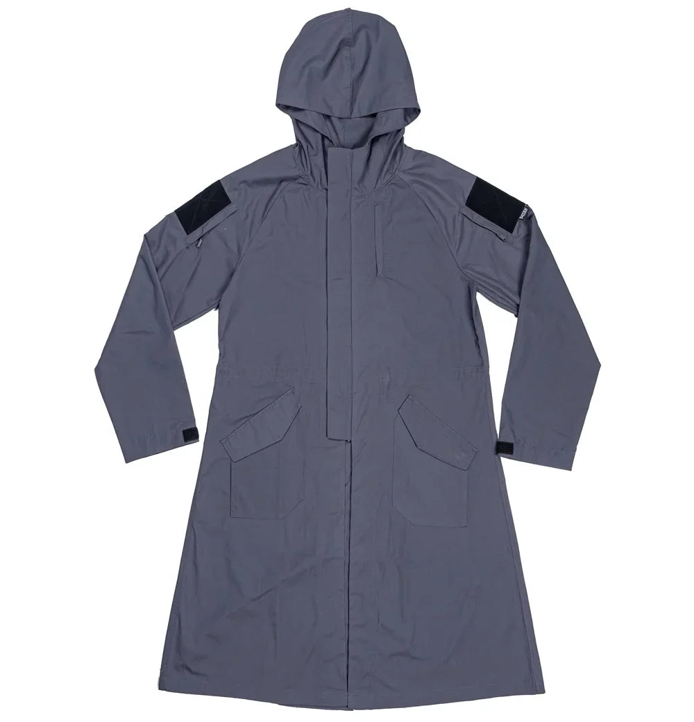 Polyester-Cotton Long Tactical Trench Coat – Hooded Outdoor Hunting & Cosplay Jacket
