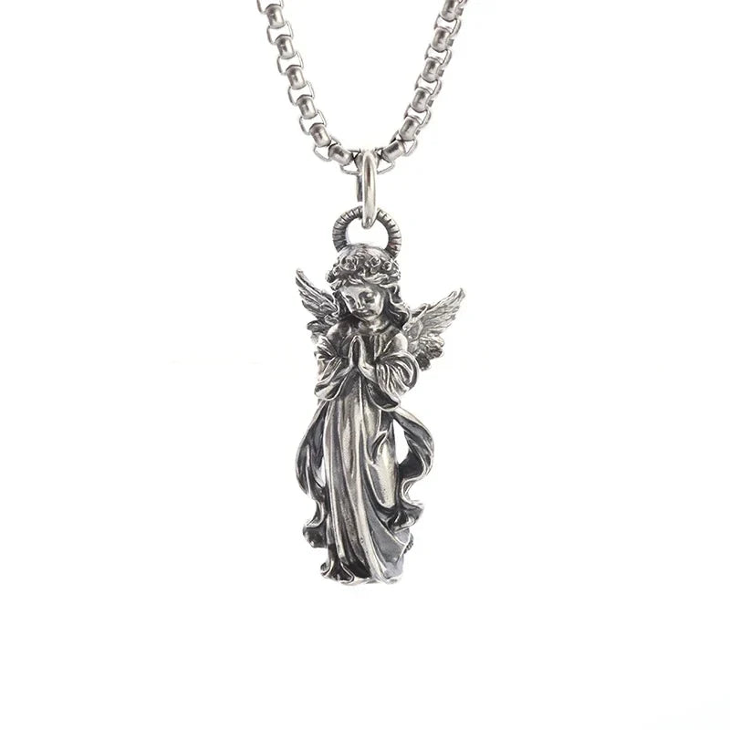 Gothic Skull Jesus Cross Necklace – Punk Catholic Amulet Jewelry for Men, Religious Pendant