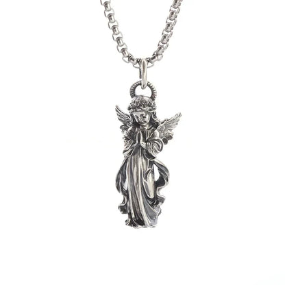Gothic Skull Jesus Cross Necklace – Punk Catholic Amulet Jewelry for Men, Religious Pendant