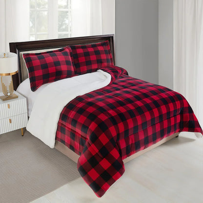 Cozy Sherpa Fleece Buffalo Plaid Blanket – Soft Warm 4lb Throw for Sofa, Bed & Outdoor, All-Season, Machine Washable