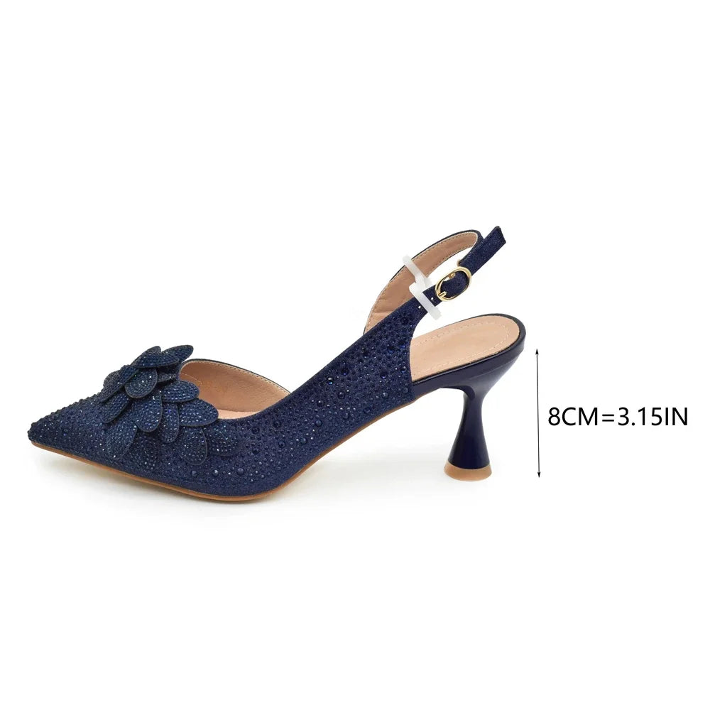 Women's Luxury Diamond Shoe & Bag Set - Italian Style High Heels & Matching Pumps