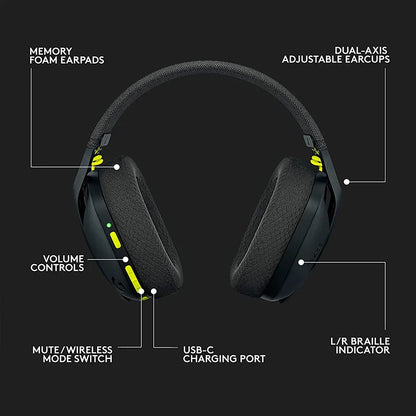 Logitech G435 LIGHTSPEED Bluetooth Wireless Gaming Headset – Over-Ear Surround Sound Headphones for PC, Laptop, Games & Music