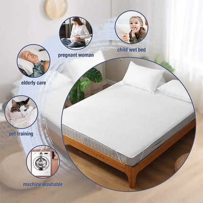 Waterproof Cotton Terry Mattress Protector - Anti-Mite Washable Flat Bed Sheet Cover for Comfortable Sleep