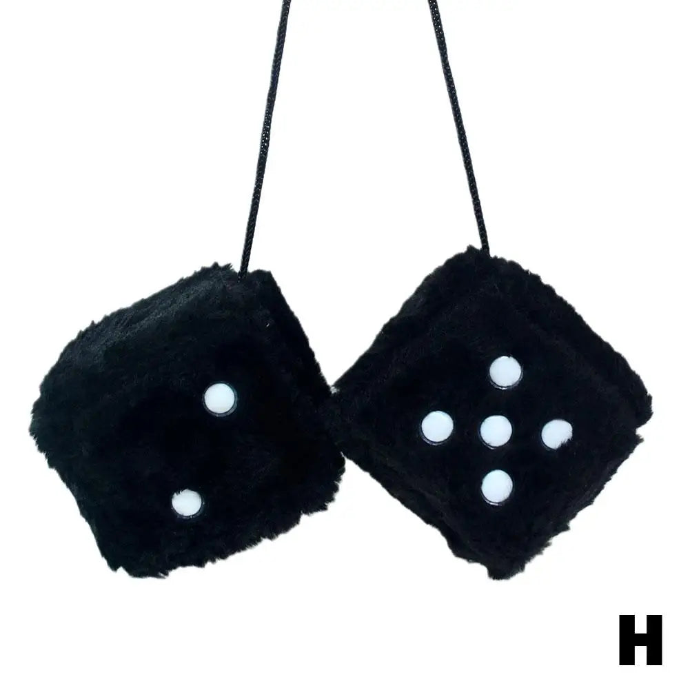 Long Hair Hot Stamping Dot Dice Plush Toy Cube – Anime Car Ornament & Decoration Pendant Accessory