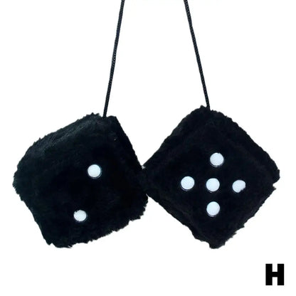 Long Hair Hot Stamping Dot Dice Plush Toy Cube – Anime Car Ornament & Decoration Pendant Accessory