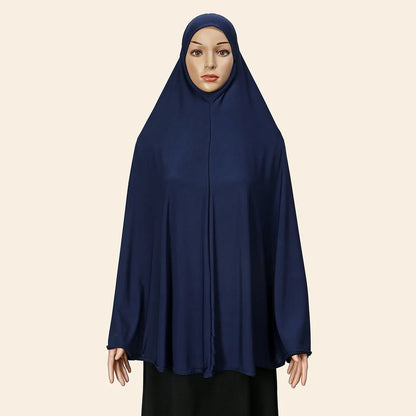 Women’s Full Cover Muslim Abaya – Solid Color Cotton Hemp Inner Hijab & Long Shawl Ramadan Prayer Dress