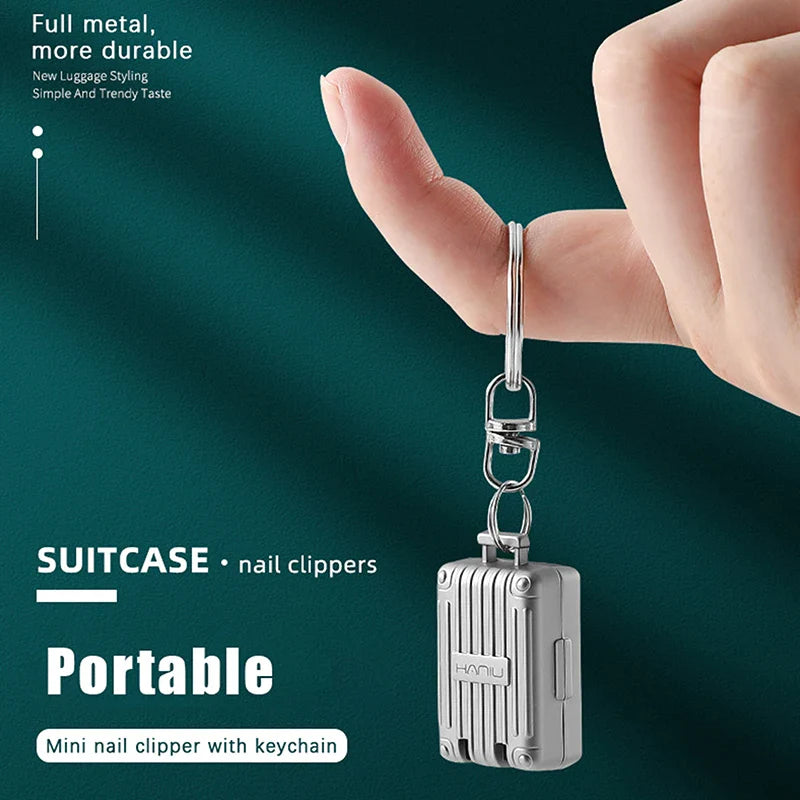 Exquisite Luggage Keychain Nail Cutter – Foldable Stainless Steel Nail Clippers, Rotary Toenail & Fingernail Manicure Trimmer