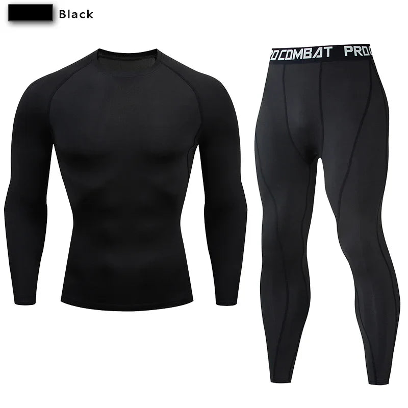 2-Piece Men’s Compression Sportswear Set — Gym, Yoga, Workout & Jogging Tracksuit