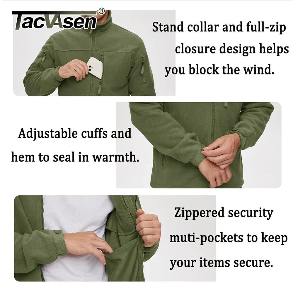 TACVASEN Men's Fleece Jacket - Warm Windproof Full Zip Outdoor Hiking Coat