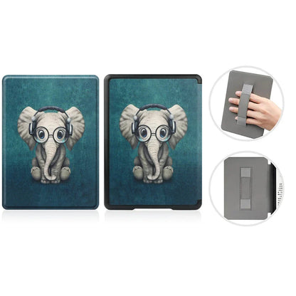 6" Kindle 11th Generation 2024 Case | PU Leather Ebook Cover with Hand Strap & Auto Wake Sleep